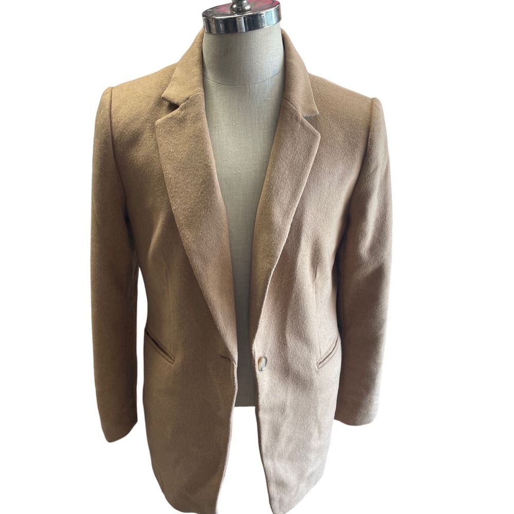 LOFT Womens Coat Size 14 Brown Wool‎ Blend Classic Career Blazer Jacket